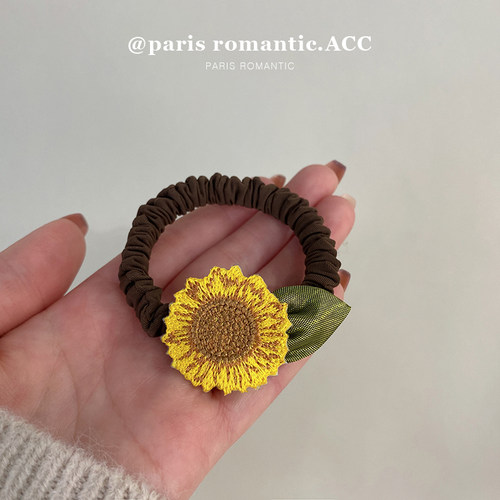 森系向日葵发圈2022年新款ins高级感气质发绳皮筋女扎头头绳发饰 - 图0