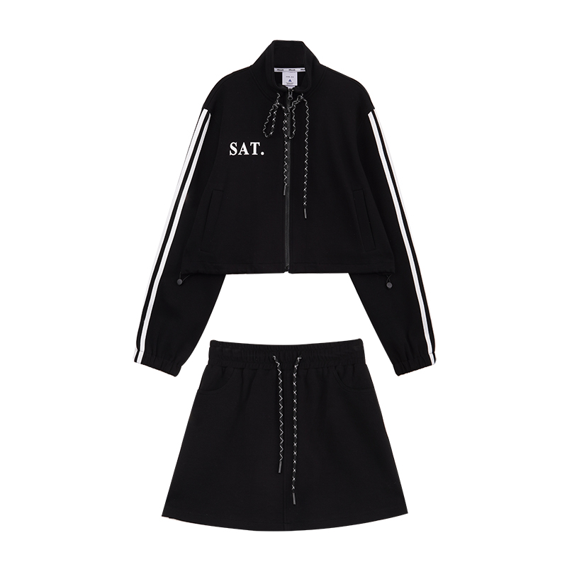 OD 秋季立领拉链短款外套女卫衣休闲运动套装高腰a字半身裙两件套,淘宝优惠券,粉丝福利购,淘宝优惠卷