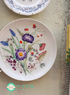 中古风INS风复古陶瓷餐盘盘子装饰上墙壁挂高级感瓷盘碟子拖盘