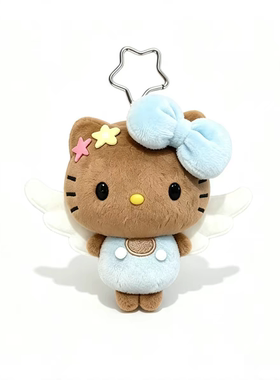 日本PeerEx新品哈喽kitty天使灰色包包挂件黑皮豆豆眼钥匙扣礼物