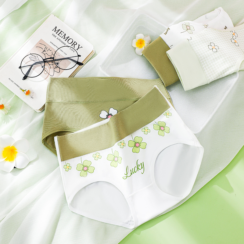 浪莎女士内裤女纯棉质面料高腰三角性感女式印花收腹提臀大码裤头 - 图2