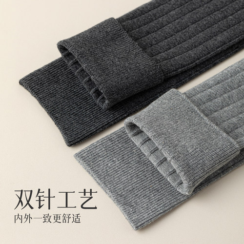 小腿袜子女春季纯棉高筒黑色薄款压力显瘦灰色长袜配小皮鞋长筒袜 - 图1