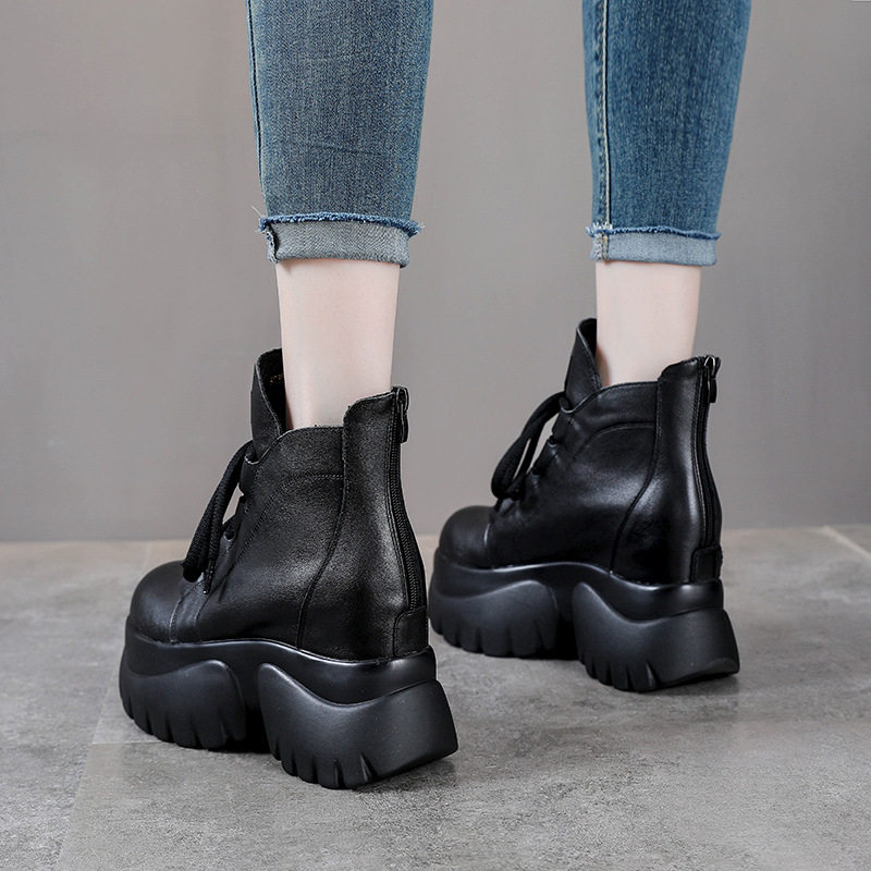 8.5cm厚底内增高短靴真皮女鞋小个子松糕底头层牛皮马丁靴冬新款,淘宝优惠券,粉丝福利购,淘宝优惠卷