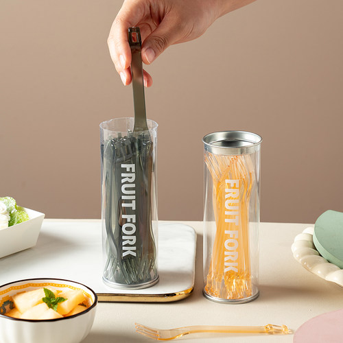 创意水果叉夹二合一拆卸透明小清糕夹甜品叉子家用高颜值食品夹子 - 图1
