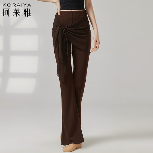 舞蹈裤女成人现代舞古典舞形体艺考演出练功裤飘逸显瘦假两件裙裤 - 图3
