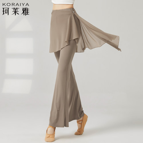 舞蹈裤女成人现代舞古典舞形体艺考演出练功裤飘逸显瘦假两件裙裤 - 图2