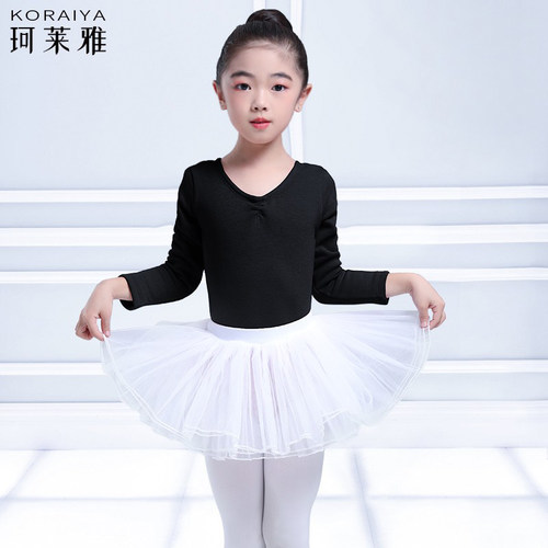 儿童舞蹈服女芭蕾舞练功服连体衣冬季加绒保暖艺考体操表演出服装 - 图2