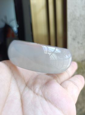 一物一拍天然原石白玛瑙手镯冰透水润圆滑原石无烧女手环礼254