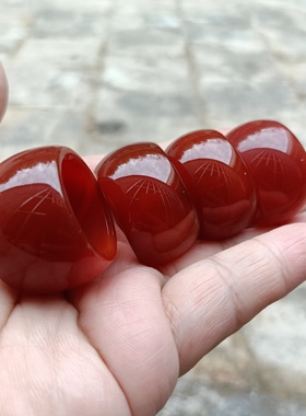 巴西纯天然红玛瑙轮胎扳指戒指男女款复古指环个性礼物129