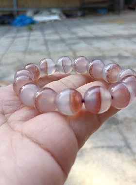 巴西纯天然一线朱砂紫罗兰玛瑙圆珠手链保真一物一拍水润原石149