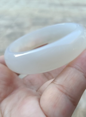 小口径50巴西纯天然白玛瑙手镯中宽加厚原石无烧女手环礼342