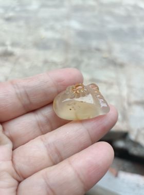 天然冰透知足常乐脚丫子吊坠玛瑙男女款挂饰毛衣链坠子项链礼112