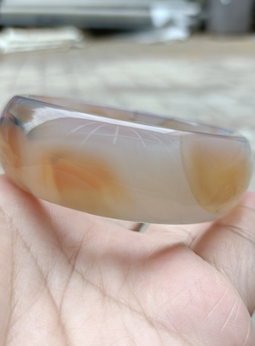 特价天然玛瑙橘色手镯女款年轻款镯子加宽加厚玉石手环少女133