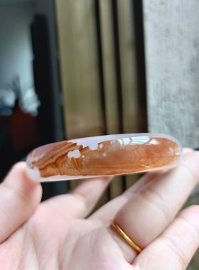 一物一拍巴西纯天然象形纹理图案中宽加厚玛瑙手镯女手环礼172