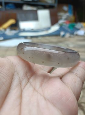 巴西天然满天星灰紫玛瑙手镯中宽加厚水润透无烧原石女手环礼251