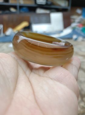 巴西纯天然蜜糖色玛瑙手镯加宽加厚水润圆滑原石无烧女礼手环252