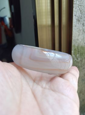 巴西纯天然俏色淡紫罗兰底色玛瑙手镯加宽通透加厚时尚百搭58m151