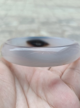 巴西天然水晶洞凤眼玛瑙手镯中宽加厚水润饱满独特款女手环礼320