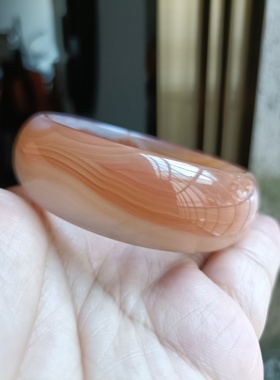 特价天然巴西橘色玛瑙手镯俏色玉髓玉镯女款一物一图水润女礼218