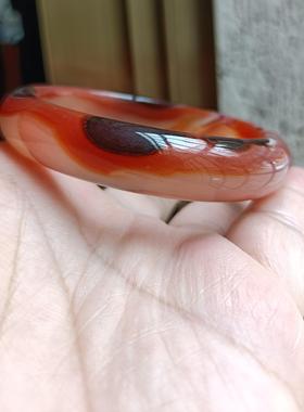 一物一拍天然原色进口巴西俏红玛瑙手镯女款玉镯水润圆滑原石206