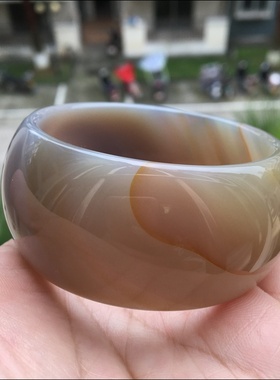 一物一拍超宽正品原石无烧缠丝玛瑙手镯水润时尚玉镯大气女礼365