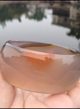 店家收藏超冰透强荧光巴西原色无烧玉髓俏色玛瑙手镯水润高档礼品