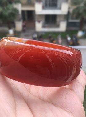 一物一拍巴西天然超宽加厚俏色红玛瑙手镯时尚玉镯女礼298