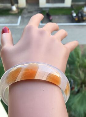 纯天然俏色冰底朱砂原石玛瑙手镯