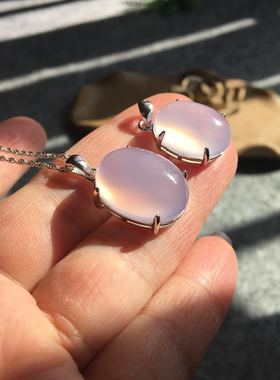 特价清仓巴西天然紫罗兰玛瑙原石镶嵌925纯银锁骨链吊坠女礼玉髓3