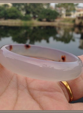 巴西纯天然原色无烧灵性红色水草玛瑙手镯加厚不加宽玉髓手女礼89