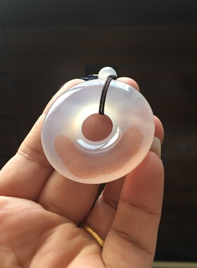 巴西天然紫朱砂紫罗兰色玛瑙平安扣吊坠独款毛衣链手工编绳8