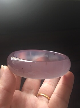 巴西天然灰紫玛瑙手镯加宽加厚玉髓女环原石无烧女环85