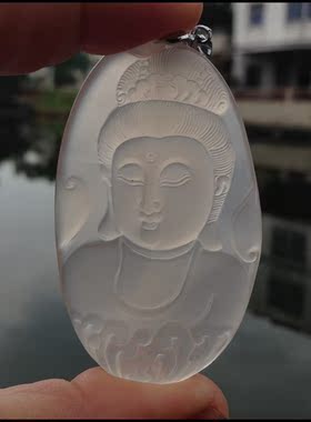 马达加斯加纯手工磨砂雕刻观音吊坠保平安男女同款36
