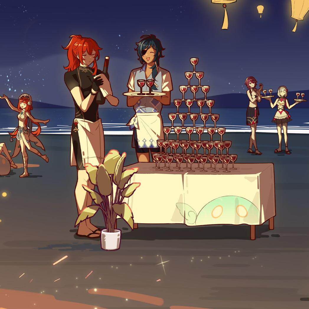 【现货】原神同人周边-「提瓦特夏日沙滩派对」-明信片套组