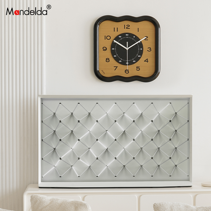 Mandelda免打孔现代简约挂钟客厅家用大气创意奶油复古时钟表挂墙-图0