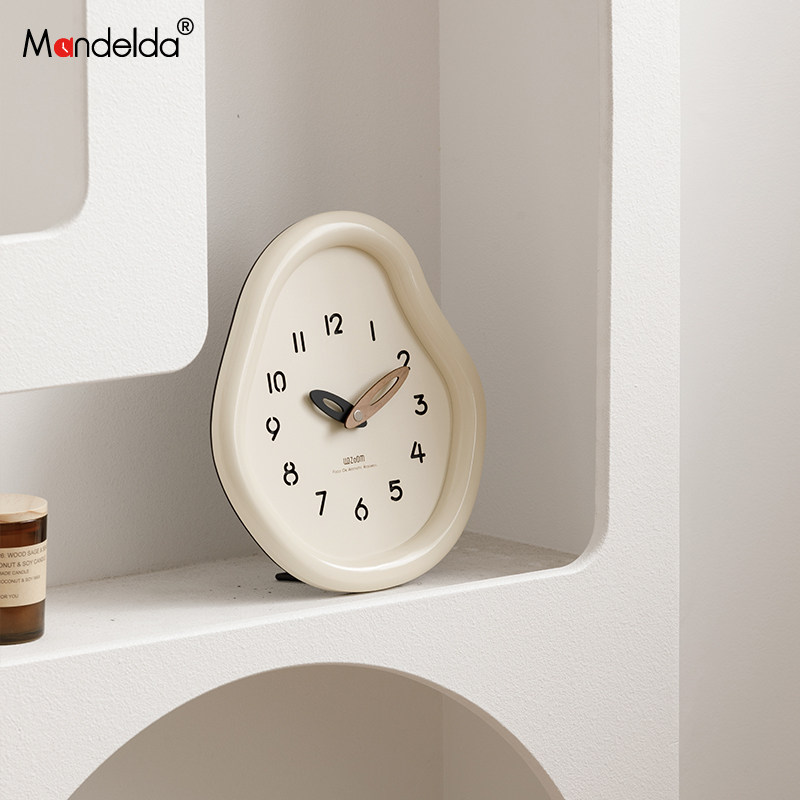Mandelda奶油风客厅玄关入户座钟装饰品高级感电视柜时钟桌面摆件,淘宝优惠券,粉丝福利购,淘宝优惠卷