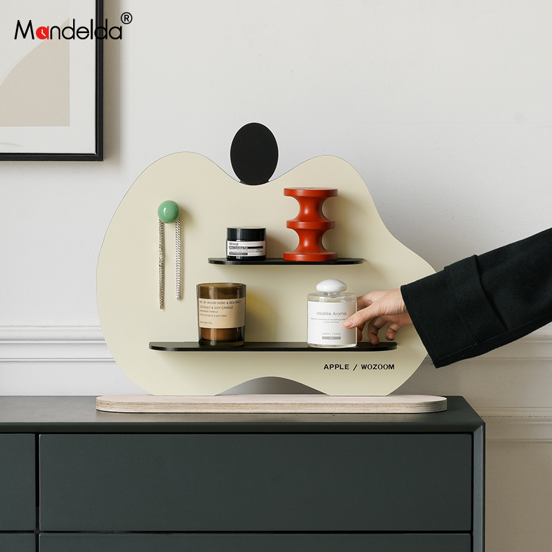 Mandelda客厅奶油风置物架入户玄关时钟装饰摆件家居桌面钟表饰品-图0