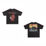 Ретро мультяшная футболка с коротким рукавом для влюбленных в стиле хип-хоп, в американском стиле, оверсайз