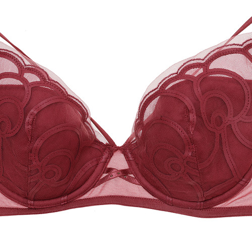 爱慕瑰丽内衣女3/4无纺布大胸显小大罩杯红薄杯文胸AM12C371 - 图2