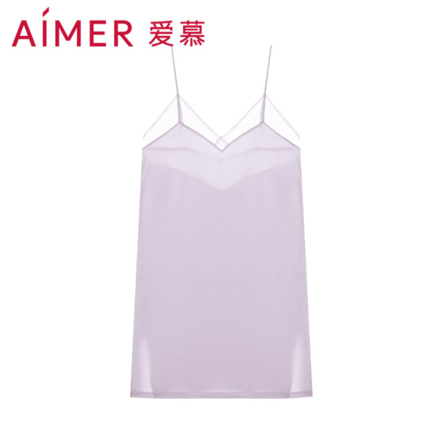 I love pajamas female summer solid color sexy sexy Modal fiber V -neck pure desire camisole sleeping skirt AM427221