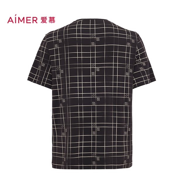 ທ່ານຊົມເຊີຍ summer modal ພິມ pajamas ຜູ້ຊາຍຄໍມົນ pullover ສັ້ນເສື້ອທີເຊີດບ້ານໃສ່ NS41N412