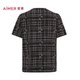 ທ່ານຊົມເຊີຍ summer modal ພິມ pajamas ຜູ້ຊາຍຄໍມົນ pullover ສັ້ນເສື້ອທີເຊີດບ້ານໃສ່ NS41N412