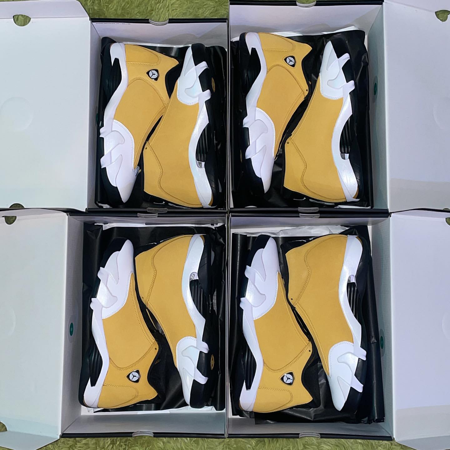 LKJ体育 Air Jordan 14 AJ14 黑白黄 姜黄 复古篮球鞋 487471-701 - 图2