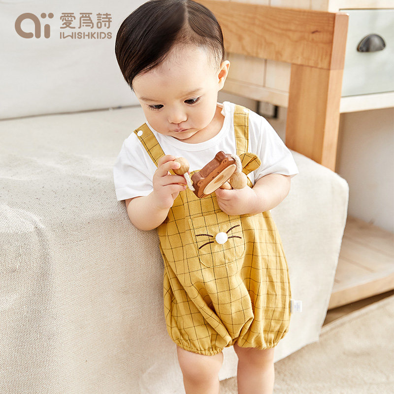 爱为诗新生男女宝宝短袖三角包屁衣 iwishkids连身衣/爬服/哈衣