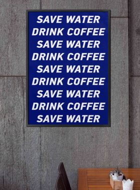 coffee蓝白简约风拍照道具墙贴