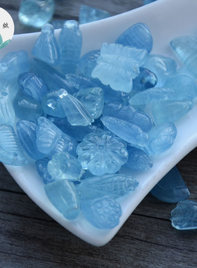 diy纯天然冰透发梳花瓣海蓝宝