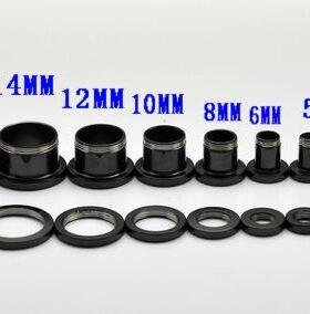 黑色钛钢人体穿刺空心饰品扩耳器