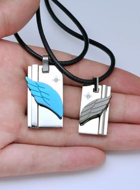 爱情风翅膀项链饰品钛钢吊坠