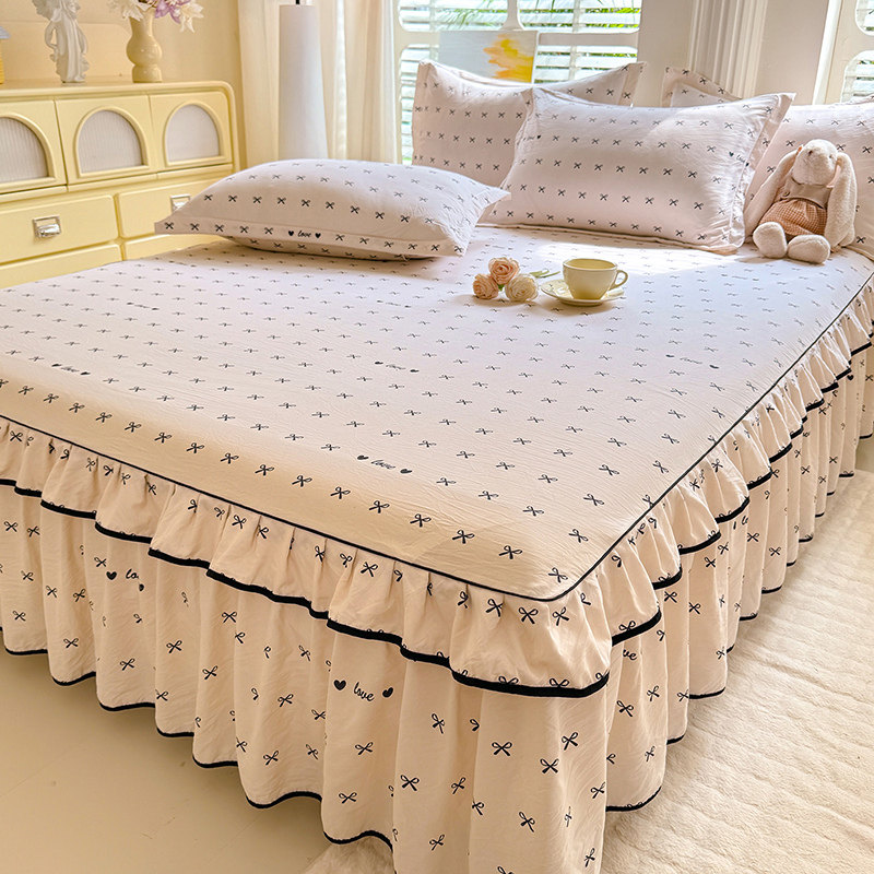 2026年床裙单件四季通用纯色水洗棉床笠遮丑下摆花边款公主风床罩,淘宝优惠券,粉丝福利购,淘宝优惠卷