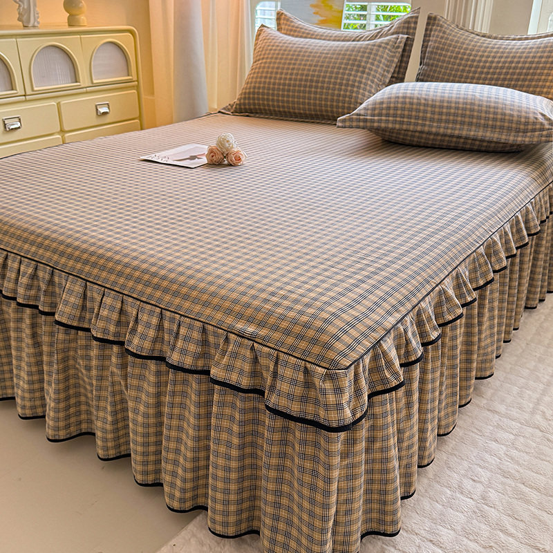 2026年床裙单件四季通用纯色水洗棉床笠遮丑下摆花边款公主风床罩,淘宝优惠券,粉丝福利购,淘宝优惠卷